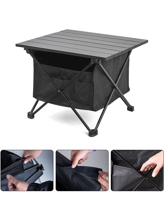 DUNISO طاولة قابلة للطي متعددة الوظائف، طاولة شاطئية خفيفة الوزن من سبائك الألمنيوم، مع حقيبة تخزين، للنزهات، الطهي، الشاطئ، التنزه، الصيد، 41 * 30 * 35 سم، أسود - Image 1
