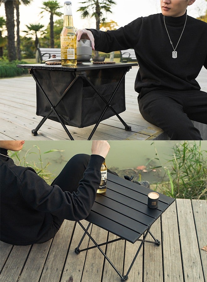 DUNISO طاولة قابلة للطي متعددة الوظائف، طاولة شاطئية خفيفة الوزن من سبائك الألمنيوم، مع حقيبة تخزين، للنزهات، الطهي، الشاطئ، التنزه، الصيد، 41 * 30 * 35 سم، أسود - Image 5