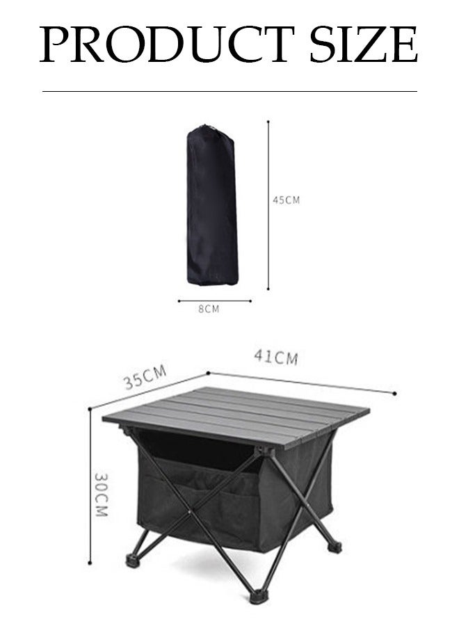 DUNISO طاولة قابلة للطي متعددة الوظائف، طاولة شاطئية خفيفة الوزن من سبائك الألمنيوم، مع حقيبة تخزين، للنزهات، الطهي، الشاطئ، التنزه، الصيد، 41 * 30 * 35 سم، أسود - Image 3