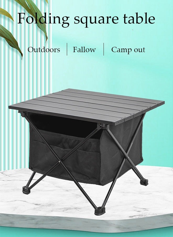 DUNISO طاولة قابلة للطي متعددة الوظائف، طاولة شاطئية خفيفة الوزن من سبائك الألمنيوم، مع حقيبة تخزين، للنزهات، الطهي، الشاطئ، التنزه، الصيد، 41 * 30 * 35 سم، أسود - Image 2