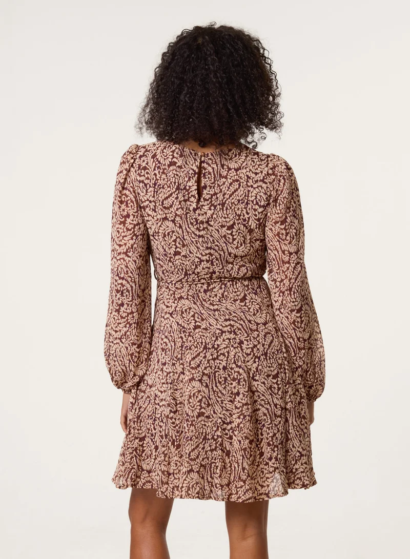 Blue Vanilla Godet Dress With Self Tie