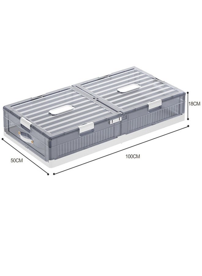 NKX - Space-Saving Drawer-Style Folding Under Bed Storage Box with Wheels 18cm - Image 1