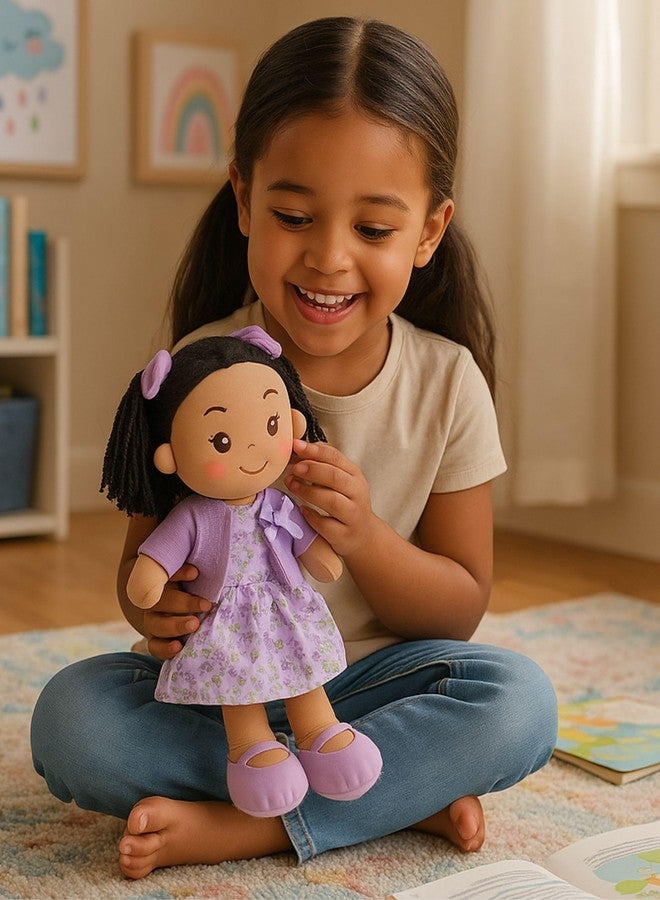 Linzy Toys 16 Inch Purple Hailey Soft Plush Rag Doll for Girls - Adorable Stuffed Sleeping Cuddle Buddy for Toddlers, Infants, Babies - Cute Hug Doll, Muneca de Trapo para Niña, Soft Toy Gift for Kids - Image 3