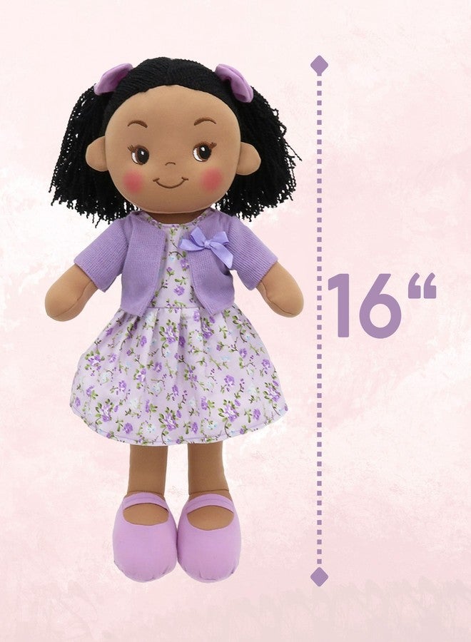 Linzy Toys 16 Inch Purple Hailey Soft Plush Rag Doll for Girls - Adorable Stuffed Sleeping Cuddle Buddy for Toddlers, Infants, Babies - Cute Hug Doll, Muneca de Trapo para Niña, Soft Toy Gift for Kids - Image 2