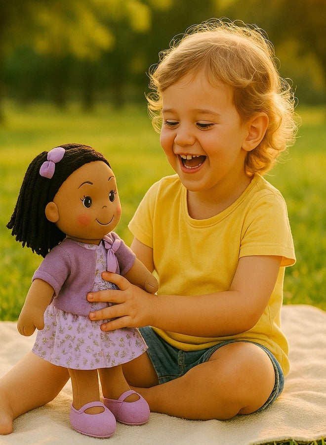 Linzy Toys 16 Inch Purple Hailey Soft Plush Rag Doll for Girls - Adorable Stuffed Sleeping Cuddle Buddy for Toddlers, Infants, Babies - Cute Hug Doll, Muneca de Trapo para Niña, Soft Toy Gift for Kids - Image 4