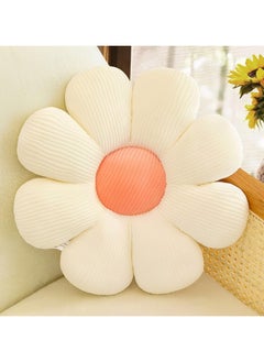 Sweet Daisy Flower Pillow, Flower Shaped Throw Pillow Flower Floor Pillow Soft Seating Cushion Room Decor Plush Pillow for Bedroom, Sofa, Bed, Reading (White)