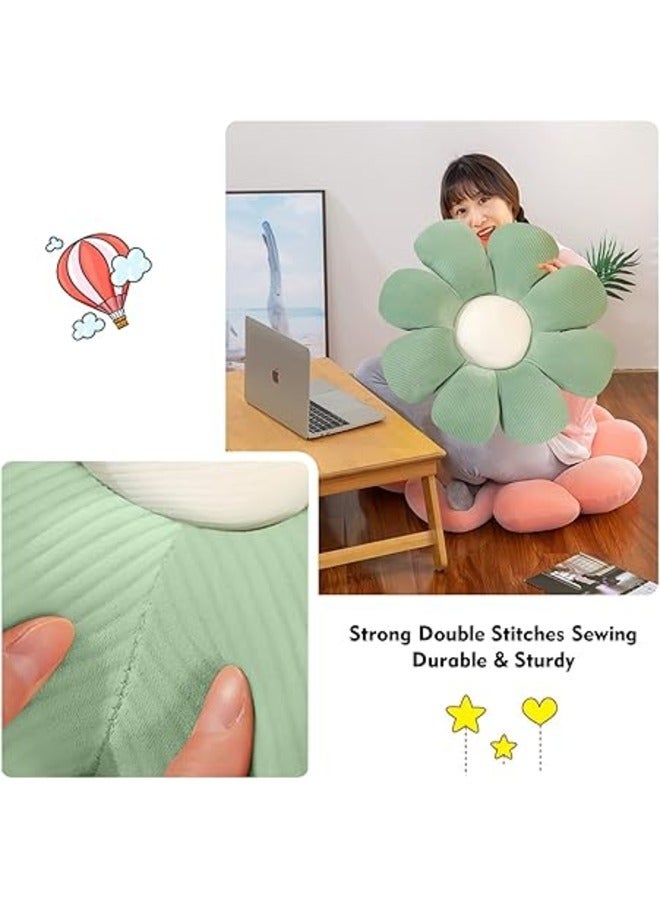 Sweet Daisy Flower Pillow, Flower Shaped Throw Pillow Flower Floor Pillow Soft Seating Cushion Room Decor Plush Pillow for Bedroom, Sofa, Bed, Reading (White)