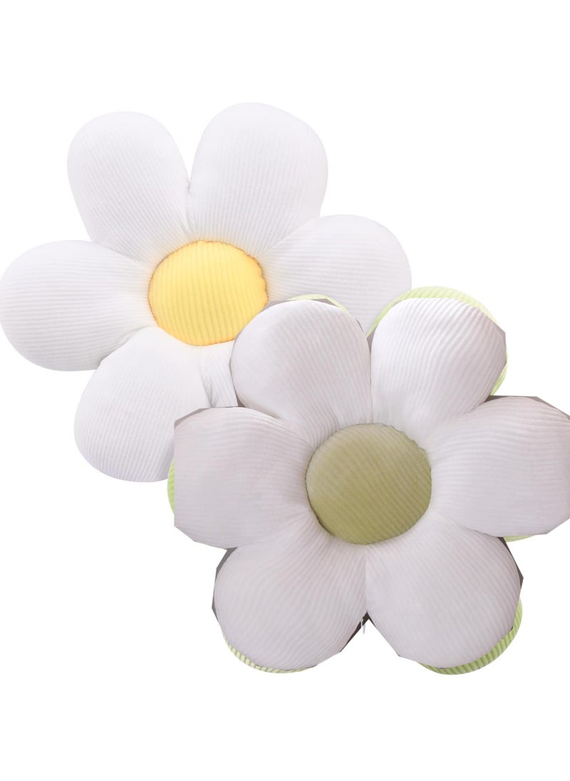 Kimaya Sweet Daisy Flower Pillow, Flower Shaped Throw Pillow Flower Floor Pillow Soft Seating Cushion Room Decor Plush Pillow for Bedroom, Sofa, Bed, Reading (White)  - Image 2