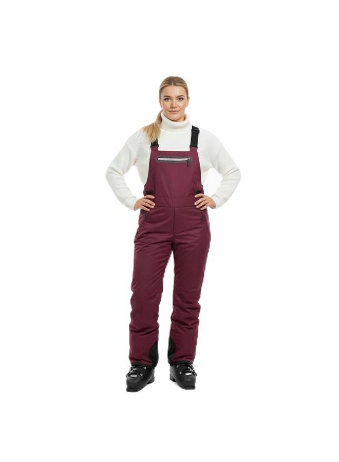 Arctic Quest womens Ski Snow Bibs Pants Insulated Water Resistant Overalls Snowboarding Winter Waterproof Pants, Beet Root, L - Image 1