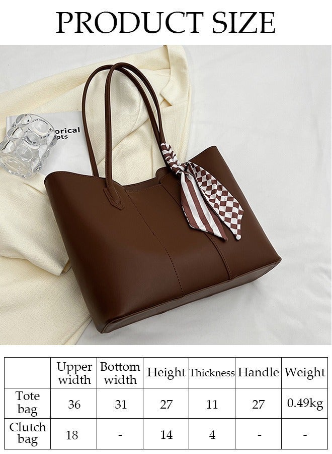 DUNISO Women's Shoulder Tote Bag Faux Leather Handbag for Women Large Capacity Messenger Fashionable Travel Shoulder Bag for Ladies Girls College Students - Image 4