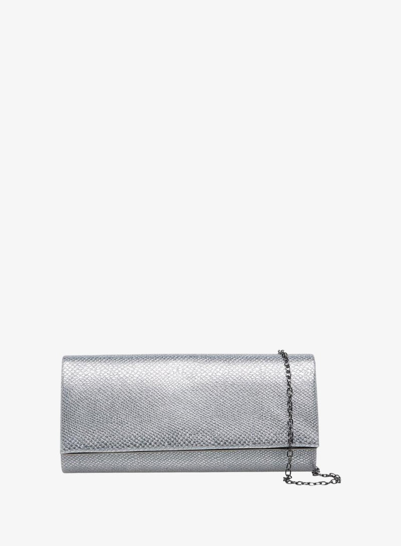 Flora Bella By Shoexpress Textured Clutch with Detachable Chain Strap - Image 1