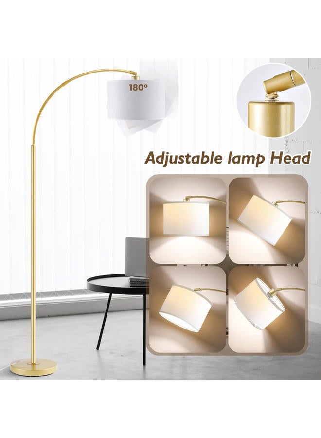 Bdrofn Arc Floor Lamps for Living Room, Modern Remote Control Standing FLamp with Stepless Dimmable, Gold Tall Lamp with White Drum Shade,Over Couch Arched Reading Light for Bedroom, Office(Bulb Included) - Image 2