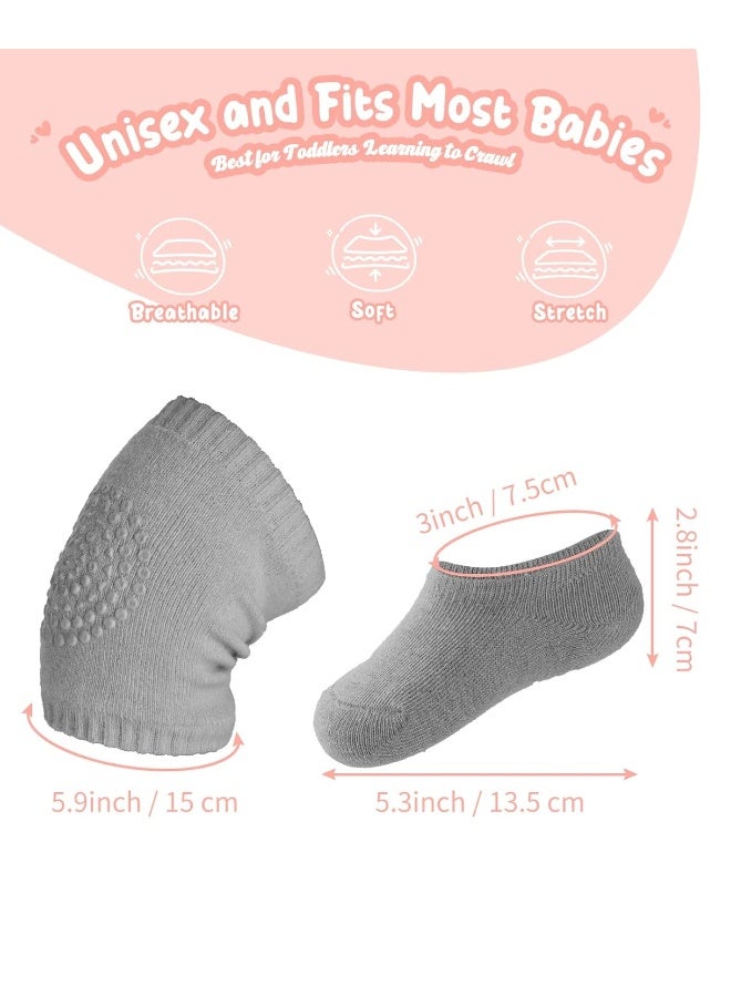 BOSONER Baby Crawling Anti-Slip Knee and Socks for Boys And Girls Best Infant Gift, Unisex Baby Toddlers Kneepads (Blue Pink Grey) 6-24 Months - Image 5