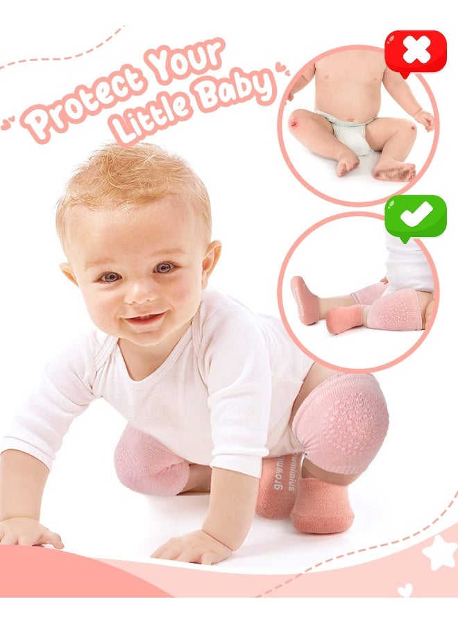 BOSONER Baby Crawling Anti-Slip Knee and Socks for Boys And Girls Best Infant Gift, Unisex Baby Toddlers Kneepads (Blue Pink Grey) 6-24 Months - Image 2