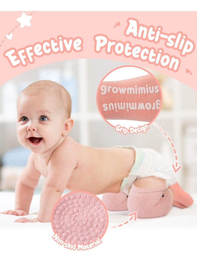 BOSONER Baby Crawling Anti-Slip Knee and Socks for Boys And Girls Best Infant Gift, Unisex Baby Toddlers Kneepads (Blue Pink Grey) 6-24 Months - Image 3