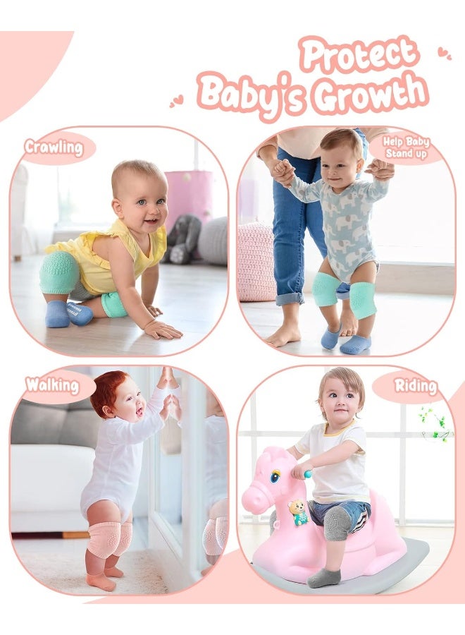 BOSONER Baby Crawling Anti-Slip Knee and Socks for Boys And Girls Best Infant Gift, Unisex Baby Toddlers Kneepads (Blue Pink Grey) 6-24 Months - Image 4