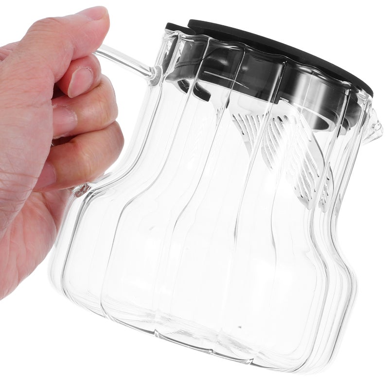 Glass Coffee Carafe with Lid Vertical Stripes Water Pitcher Jugs for Coffee Tea Serving Accessories for Home Gatherings and Daily Use 550 ml - Image 2
