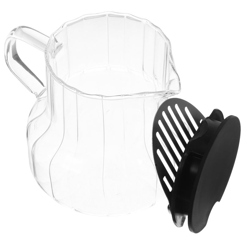 Glass Coffee Carafe with Lid Vertical Stripes Water Pitcher Jugs for Coffee Tea Serving Accessories for Home Gatherings and Daily Use 550 ml - Image 1