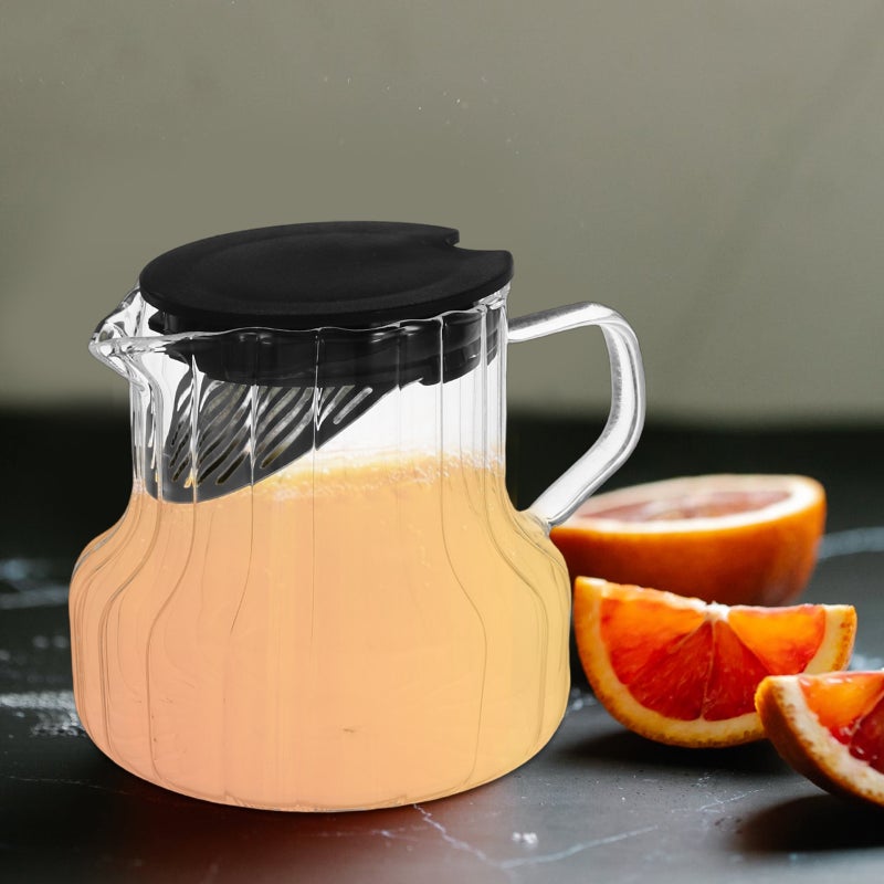 Glass Coffee Carafe with Lid Vertical Stripes Water Pitcher Jugs for Coffee Tea Serving Accessories for Home Gatherings and Daily Use 550 ml - Image 5