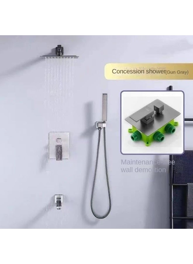 YD Luxury 3-Way Rainfall Shower System with Handheld Spray and Tub Spout - Concealed Wall-Mounted Bathroom Fixture Set - Modern Square High-Pressure Shower Combo with Thermostatic Valve Control - Image 3