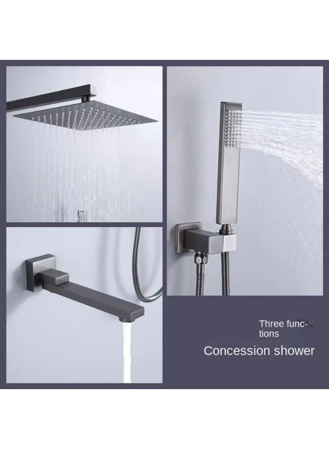 YD Luxury 3-Way Rainfall Shower System with Handheld Spray and Tub Spout - Concealed Wall-Mounted Bathroom Fixture Set - Modern Square High-Pressure Shower Combo with Thermostatic Valve Control - Image 4