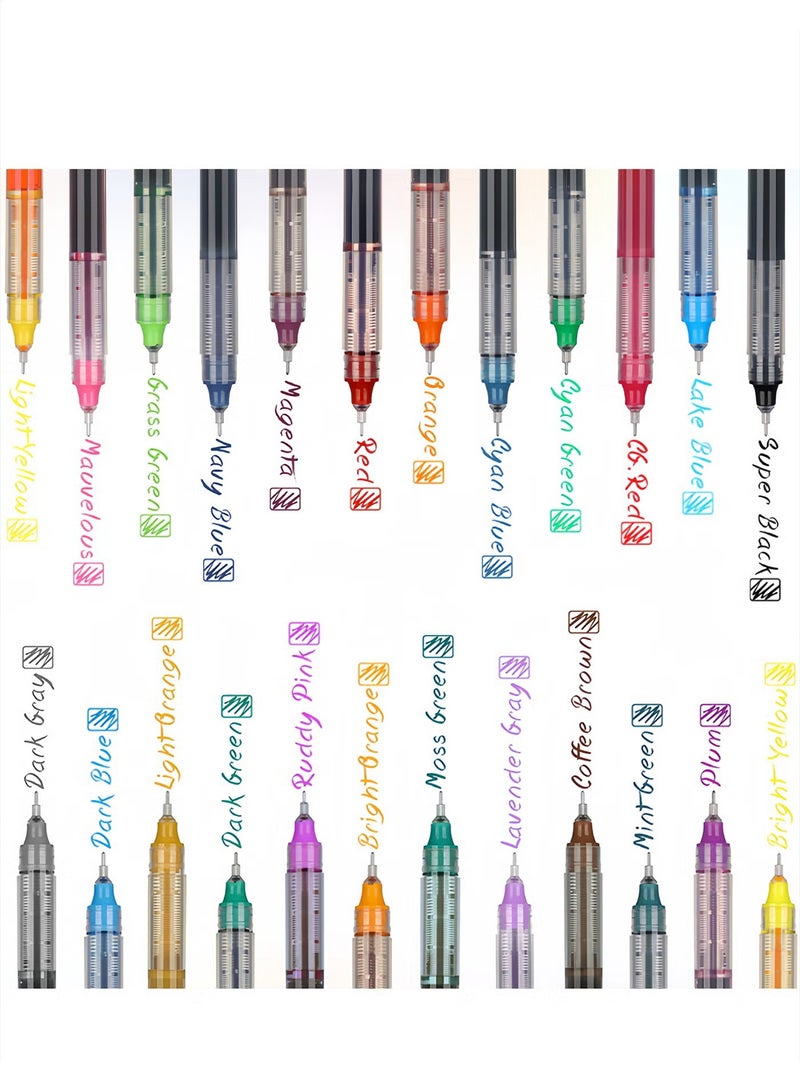 LIVQORA 24-Piece pens liquid ink rollerball pens 0.5mm Fine Point, Smooth Writing Quick Dry Rollerball Pens, Multi Color Ink Pens for Journaling Drawing School Office Supplies - Image 2