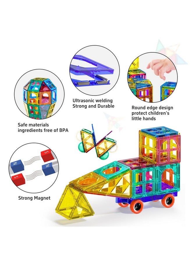 TEMI TEMI Magnetic Tiles,180 Piece Building Blocks, Magnets Building Set, STEM & Learning & Education Toys Christmas Toy Gift for Ages 3 4 5 6 7 8+ Year Old Toddler Kids Boys and Girls  - Image 5