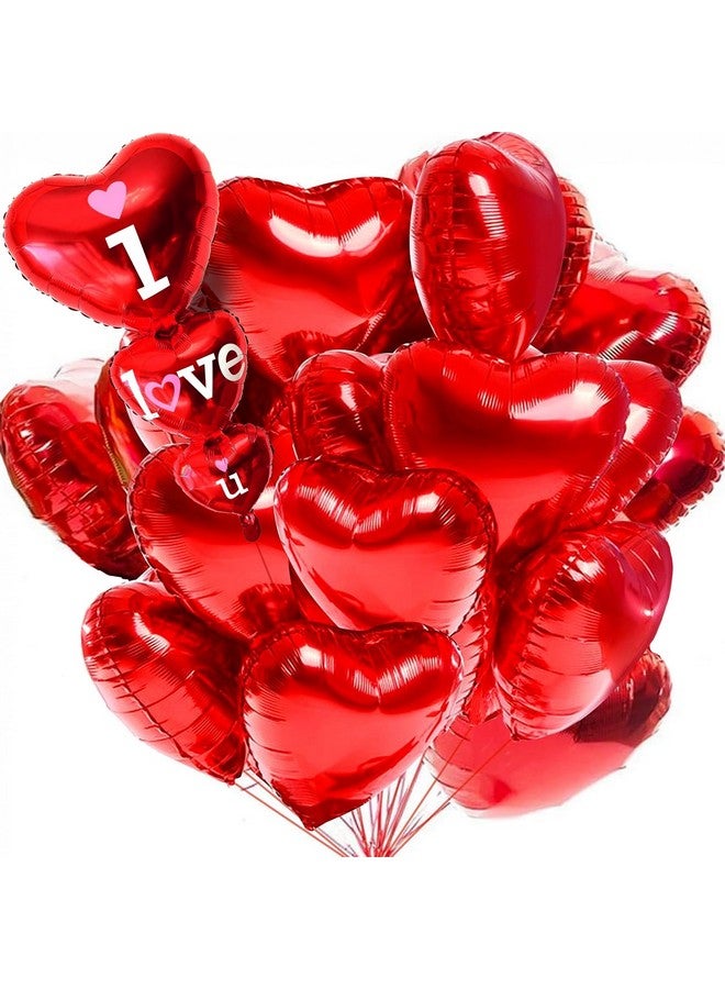 KATCHON 12+1 Red Heart Balloons Decorations Set Xtralarge 36 Inch | Red I Love You Balloons Red Heart Shaped Balloons 18 Inch Romantic Decorations Special Night | Happy Valentines Day Balloons - Image 1
