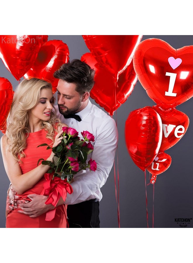 KATCHON 12+1 Red Heart Balloons Decorations Set Xtralarge 36 Inch | Red I Love You Balloons Red Heart Shaped Balloons 18 Inch Romantic Decorations Special Night | Happy Valentines Day Balloons - Image 4