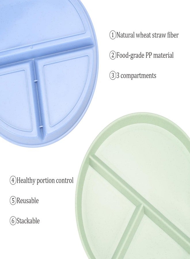 LYHLYA 9-Inch Unbreakable Divided Plates, 8-Pack Microwave & Dishwasher Safe Wheat Straw Plates, BPA-Free, 3-Compartment Portion Control Plates, Durable Dinnerware - Image 3