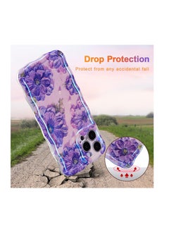 SYOSI Case for iPhone 15 Pro Max, TPU Protective Phone Case, Oil Painting Flower Beam Glossy Cute Wave Border Phone Cover, Floral Flower Pattern Shockproof Cover, for Girls Women  - Image 2