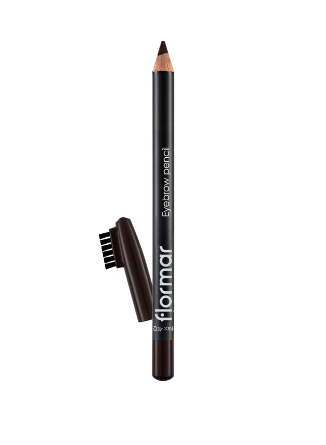 flormar Eyebrow Pencil with Brush Cap – 402 Brown – Soft Tip Natural Definition, Long-Lasting Wear, Plant Oil Enriched Formula, Easy Brow Shaping 402-BROWN - Image 1