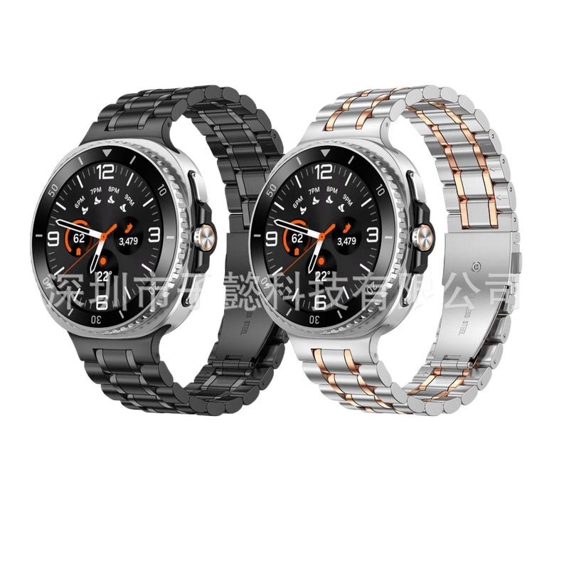 Adjustable Stainless Steel Rose Gold Link Smartwatch Band Compatible with Samsung Galaxy Watch 8 Classic with Fit Replacement Strap - Image 2