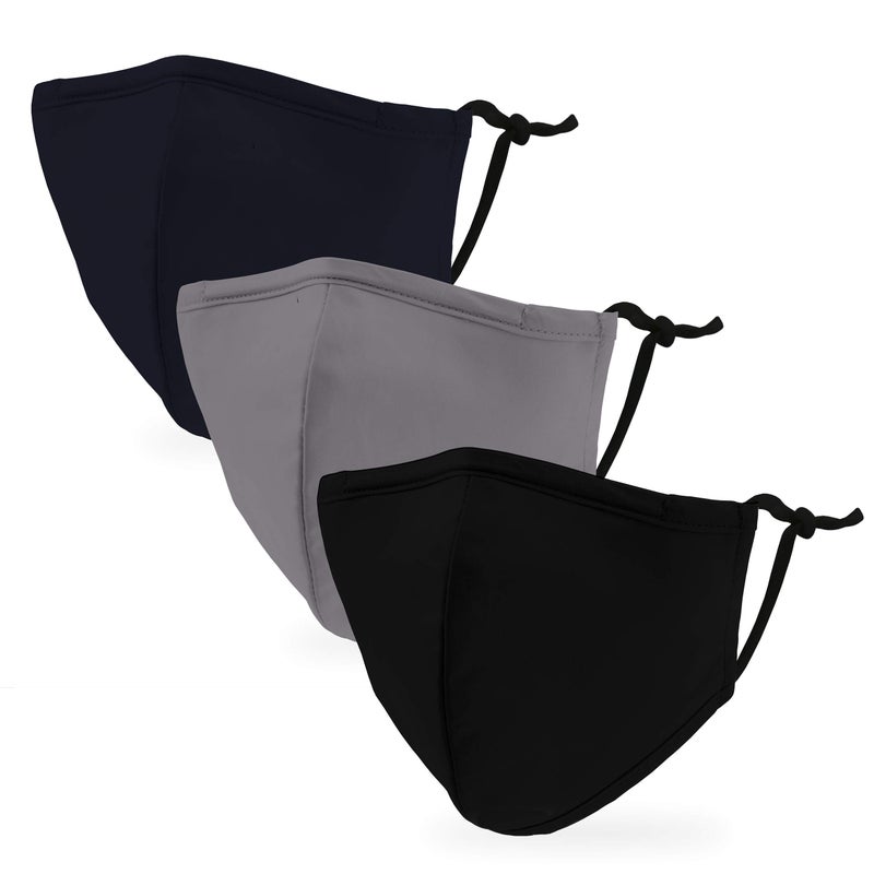 WEDDINGSTAR 3 Pack Kids 3Ply Washable Cloth Face Mask Reusable and Adjustable with Filter Pocket Neutrals