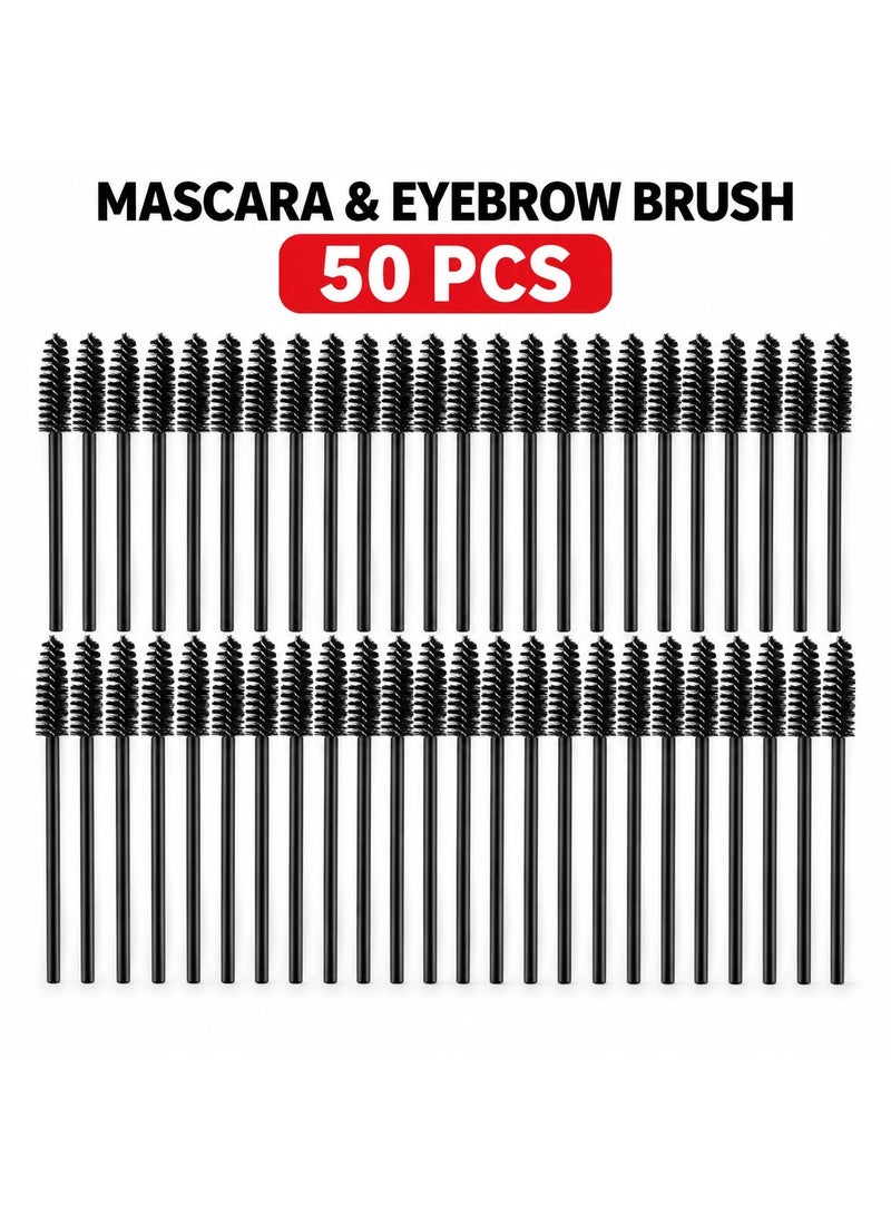 50 Pcs Disposable Mascara & Eyebrow Spoolie Brushes - Image 1