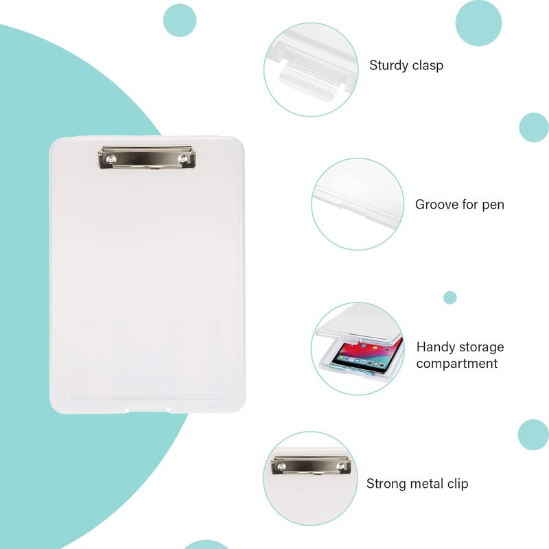 oddpod ™ Praise A4 Clip Pad/Clipboard with Storage Case for Paper and Document Storage 83002 (Translucent) - Image 4