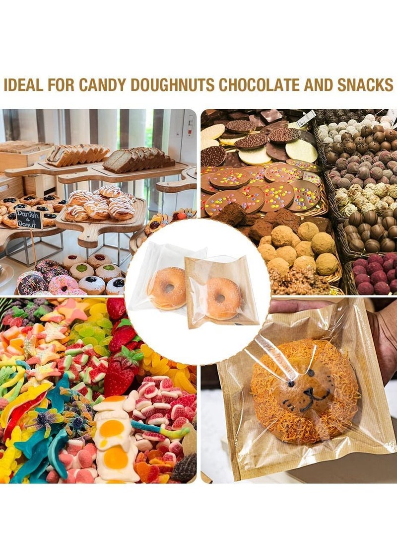 نيبمينينت 100 Pcs Heat-Sealable Bakery Bags, Cookie Translucent Candy Kraft Paper Food Bags for Cookie, Cake, Bread, Sandwich, Chocolate, Candy, Snack (7.1 * 7.5 in) - Image 5