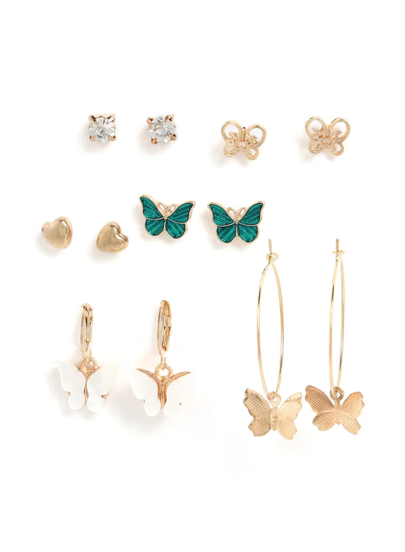 SOHI Set of 6 Butterfly Shaped Artificial Stud Earring Jewellery