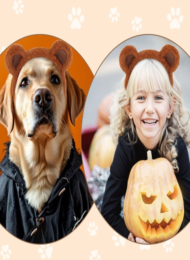 ACO-UINT Bear Ears Headband, Brown Furry Animal Ears Headband for Women Girls Adults Cute Halloween Head band for Cosplay Party Costume Daily Care Hairband for Makeup Washing Face - Image 4