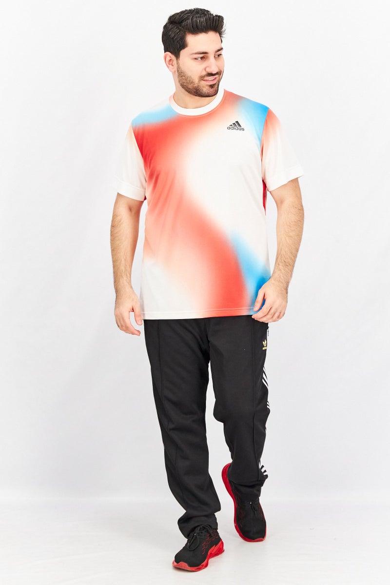 Adidas Men Sportswear Crew Neck Brand Short Sleeve Shirt, Red/White - Image 4