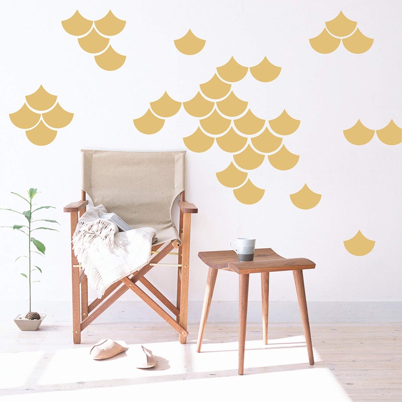 40 Pcs Mermaid Scale Wall Decal Nursery Decor Geometric Decals Modern Wall Decals Unique Wall Decor for Kids Wall Decals for Girls Boys RoomY06 Matte Gold