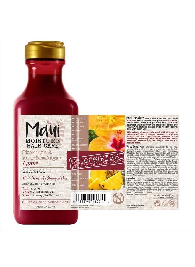 MAUI MOISTURE Strength & Anti-Breakage + Moisturizing Agave Shampoo for Color Treated or Chemically Damaged Hair, Vegan, Silicone- & Paraben-Free with Sulfate-Free Surfactants, 13 fl oz  - Image 3