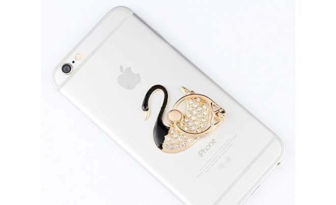 KolorFish Phone Ring Finger Grip, Luxury Universal Mobile Holder Stand, 3D Ring Finger Grip for Mobile Tablet (Swan Bling Black) - Image 3