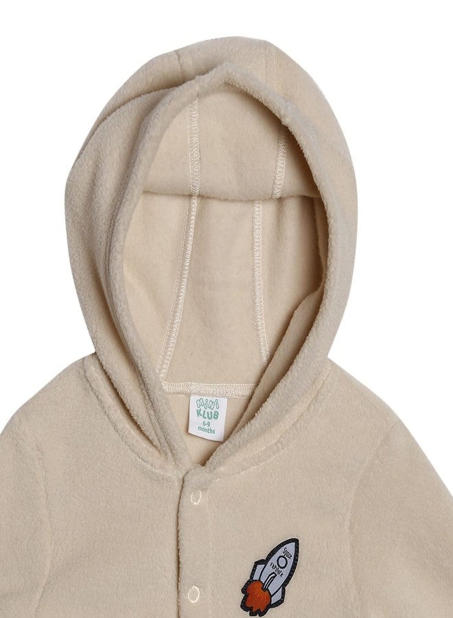 miniklub Baby Front Open Hooded Long Sleeve Knitted Polyester Peach Color Jacket (3-6M) - Image 3