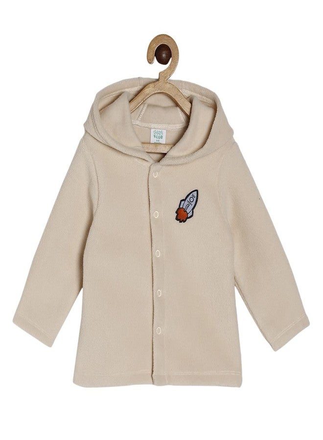 miniklub Baby Front Open Hooded Long Sleeve Knitted Polyester Peach Color Jacket (3-6M) - Image 1