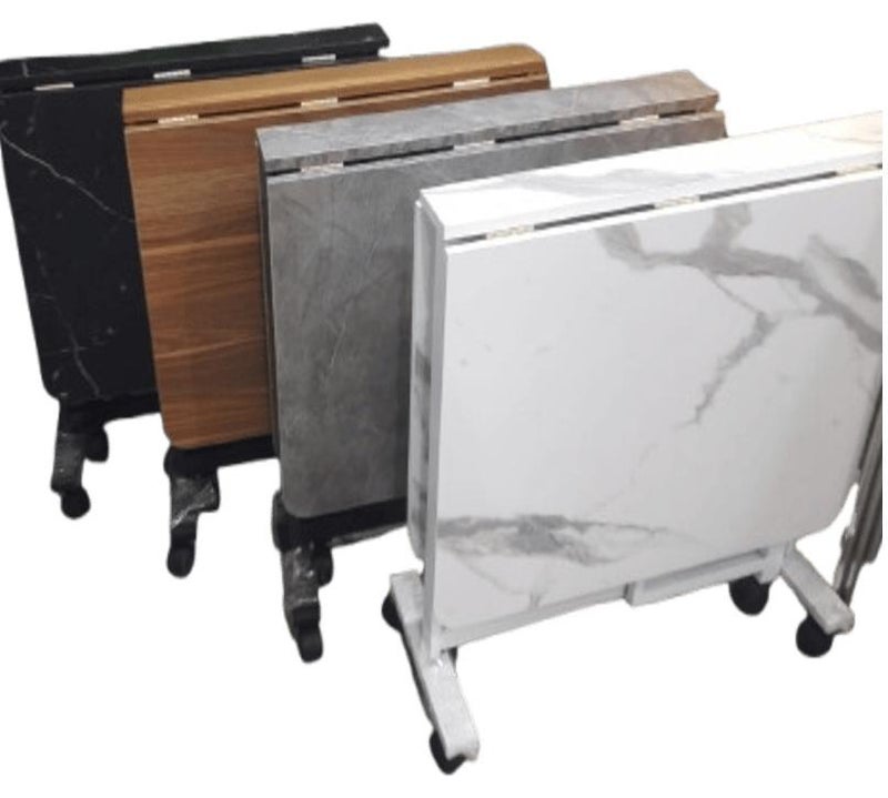 eBasket Foldable hospitality table, 120cm x 80cm, made of MDF wood and metal frame (grey color) - Image 1