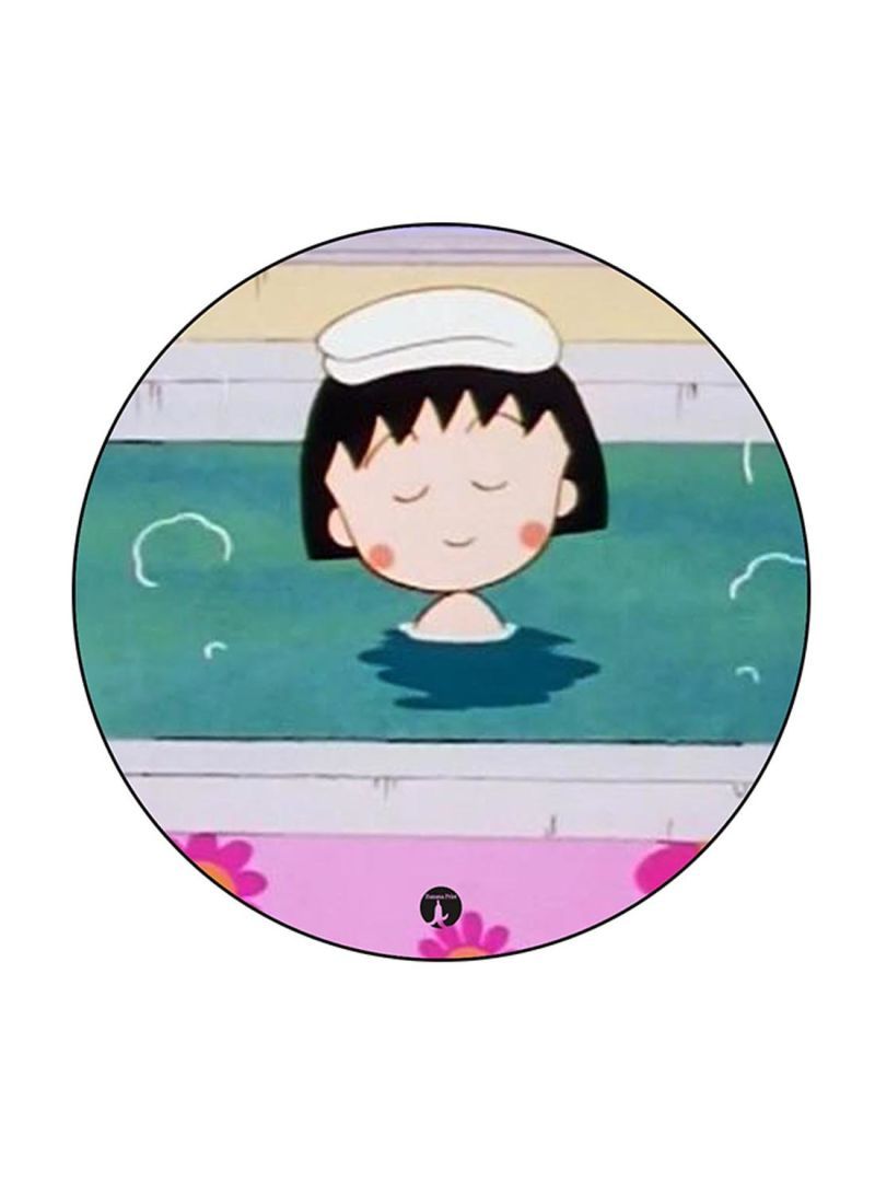 Anime Chibi Maruko Chan Printed Mouse Pad Round  Multicolour