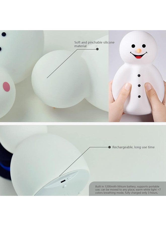klarako Night Light Cute Snowman Design Silicone Night Lamp USB Charging Touch Control Colorful Music Sleeping Light(BOY) - Image 5