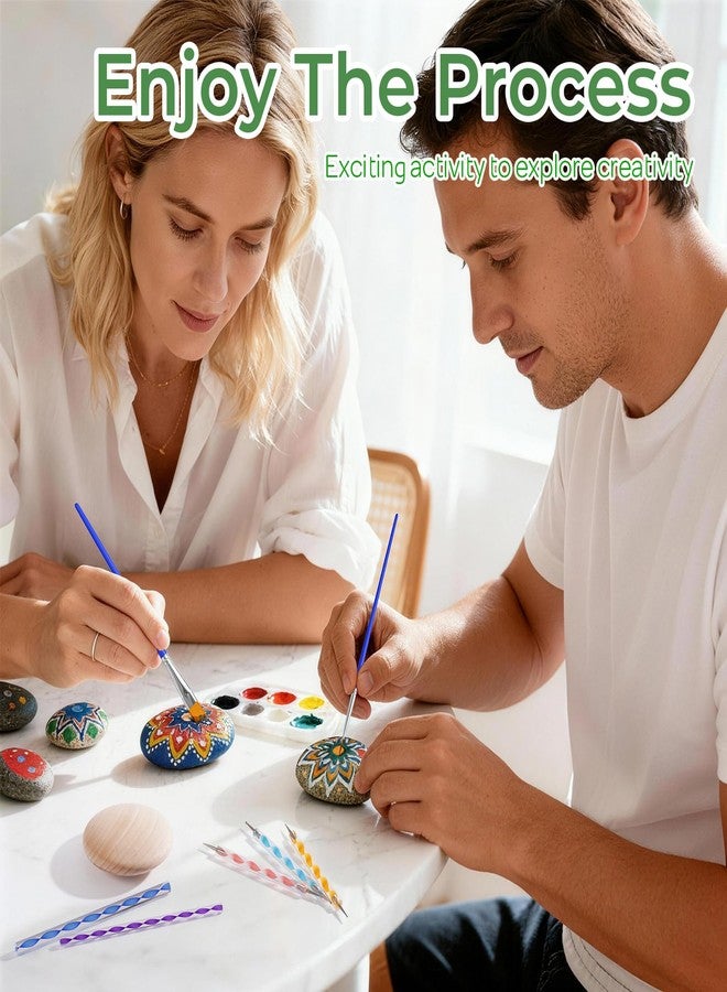 Nicpro Mandala Rock Painting Kit, Dot Arts and Craft Kit for Adults & Kids, Mandala Dotting Tools Kit, Large Wooden Rocks for Painting, DIY, Stencils, Acrylic Paints, Brushes, Dotting Tools for Rocks - Image 4