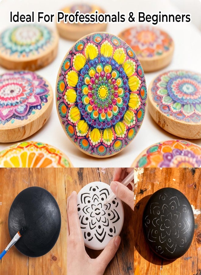 Nicpro Mandala Rock Painting Kit, Dot Arts and Craft Kit for Adults & Kids, Mandala Dotting Tools Kit, Large Wooden Rocks for Painting, DIY, Stencils, Acrylic Paints, Brushes, Dotting Tools for Rocks - Image 3